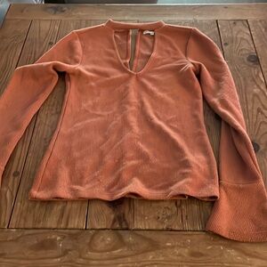 Open back burnt orange sweater
